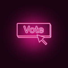 Voting button neon icon. Elements of election set. Simple icon for websites, web design, mobile app, info graphics