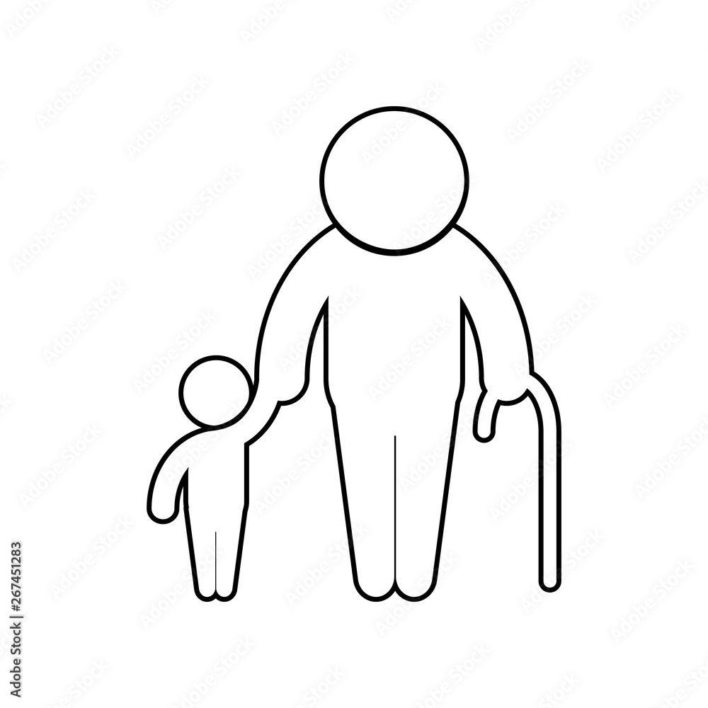 Poster old man with child icon. element of family for mobile concept and web apps icon. outline, thin line 