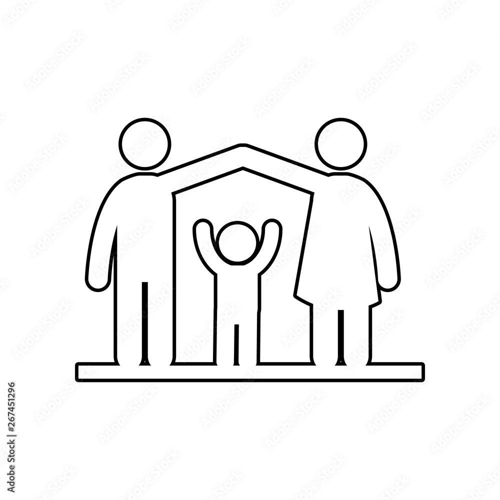 Poster parents protect the child icon. element of family for mobile concept and web apps icon. outline, thi