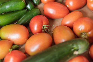 Fresh red organic tomatoes, all good for a healthy juicy vegetarian salad