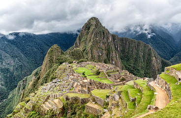 Arceological site in Machu Picchu the ancient Inca city near Cusco, Peru.