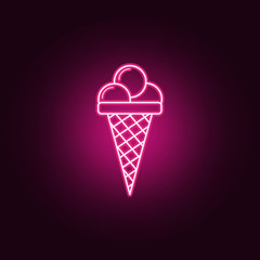 Ice cream neon icon. Elements of fast food set. Simple icon for websites, web design, mobile app, info graphics