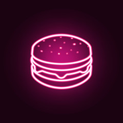 Cheeseburger neon icon. Elements of fast food set. Simple icon for websites, web design, mobile app, info graphics