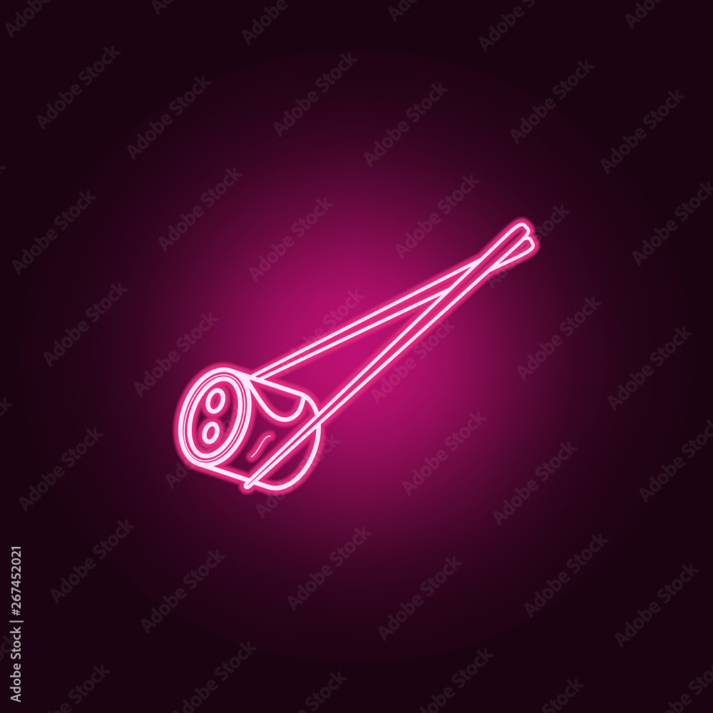 Poster sushi and chopsticks neon icon. elements of fast food set. simple icon for websites, web design, mob