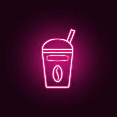 Take away coffee cup neon icon. Elements of fast food set. Simple icon for websites, web design, mobile app, info graphics