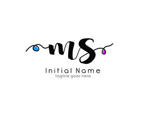Fototapeta premium M S MS Initial brush color logo template vetor