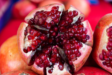 Red Garnet in section on litlle berries