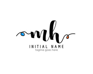 Obraz premium M H MH Initial brush color logo template vetor