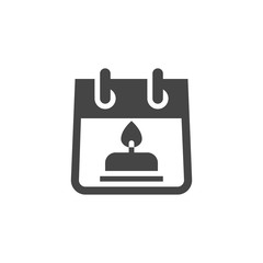 Calendar with Cake Sign. Holiday Date, Birthday, Wedding, Anniversary Icon. Reminder About Important Event Black Flat Symbol. Vector Isolated for Web and App in Glyph Style