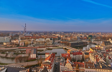 Fototapeta premium Aerial view on the centre of the city Wroclaw, Poland