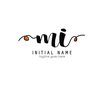 M I MI Initial brush color logo template vetor