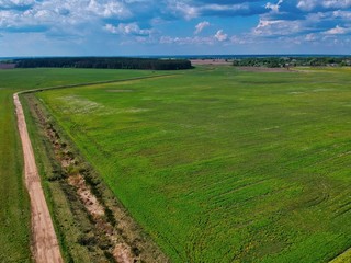 road in the field in Minsk Region of Belarus