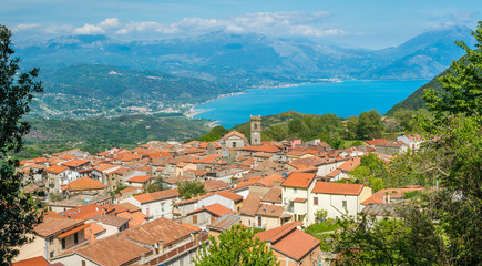 Naklejka na ściany i meble Panoramic view of San Giovanni a Piro, Province of Salerno, Campania, southern Italy.