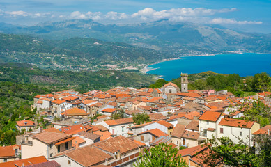 Naklejka na ściany i meble Panoramic view of San Giovanni a Piro, Province of Salerno, Campania, southern Italy.