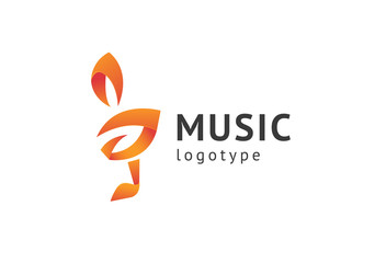 Fototapeta premium Vector illustration, Graphic Design treble clef logotype. Abstract music icon vector design. Sound recording studio, night party. School of Music, disco, vocal course, composer, singer vector logo.