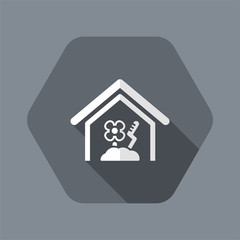 Vector illustration of single isolated home flower icon