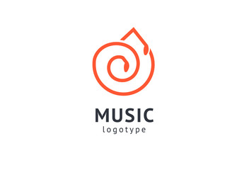 Vector illustration, Graphic Design Note web logotype. Abstract music logo icon vector design. Sound recording studio, night party. School of Music, disco, vocal course, composer, singer vector logo.