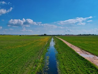 rural road in the field in Minsk Region of Belarus
