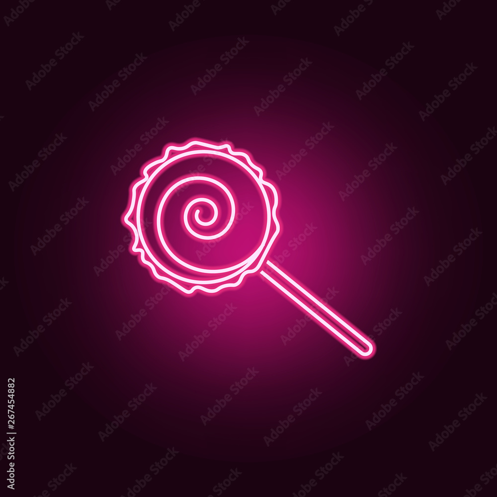 Poster lollipop line neon icon. elements of halloween set. simple icon for websites, web design, mobile app