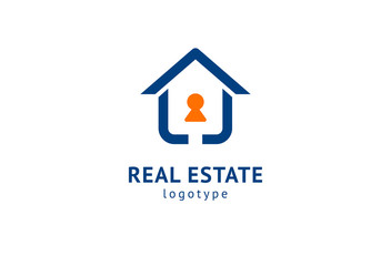 Abstract real estate agent logo icon vector design. Rent, sale of real estate vector logo, House cleaning, home security, real estate auction. Vector building logo concept.