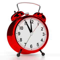 Alarm clock on white background. 3D rendering