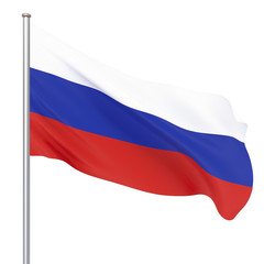 Waving colorful national flag of russia. Background texture. 3d rendering, wave. - Illustration