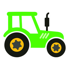 Big green tractor vector cartoon isolated
