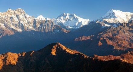 Fototapeta na wymiar Mount Everest and Lhotse from Silijung hill, Nepal