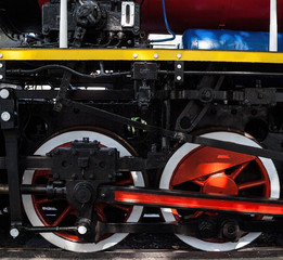 Running gear of the old steam locomotive