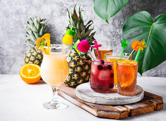 Set of different summer cocktails