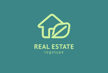 Abstract real estate agent logo icon vector design. Rent, sale of real estate vector logo, House cleaning, home security, real estate auction, grass cutting. Vector building logo concept.