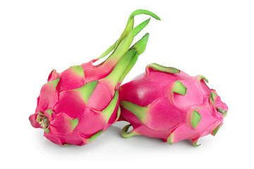 Ripe Dragon fruit, Pitaya or Pitahaya isolated on white background, fruit healthy concept