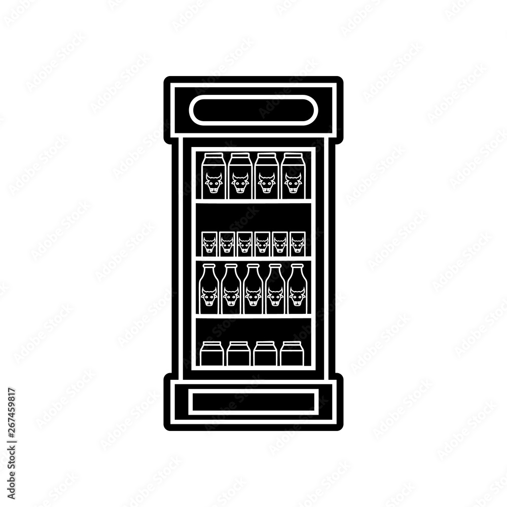 Aufkleber refrigerator with bottles of milk icon. element of hipermarket for mobile concept and web apps icon.