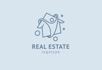 Abstract real estate agent logo icon vector design. Rent, sale of real estate vector logo, House cleaning, home security, real estate auction. Vector building logo concept.