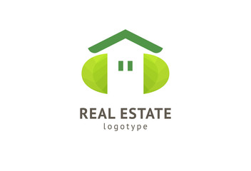 Abstract real estate agent logo icon vector design. Rent, sale of real estate vector logo, House cleaning, home security, real estate auction, grass cutting. Vector building logo concept.