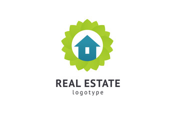 Abstract real estate agent logo icon vector design. Rent, sale of real estate vector logo, House cleaning, home security, real estate auction, grass cutting. Vector building logo concept.