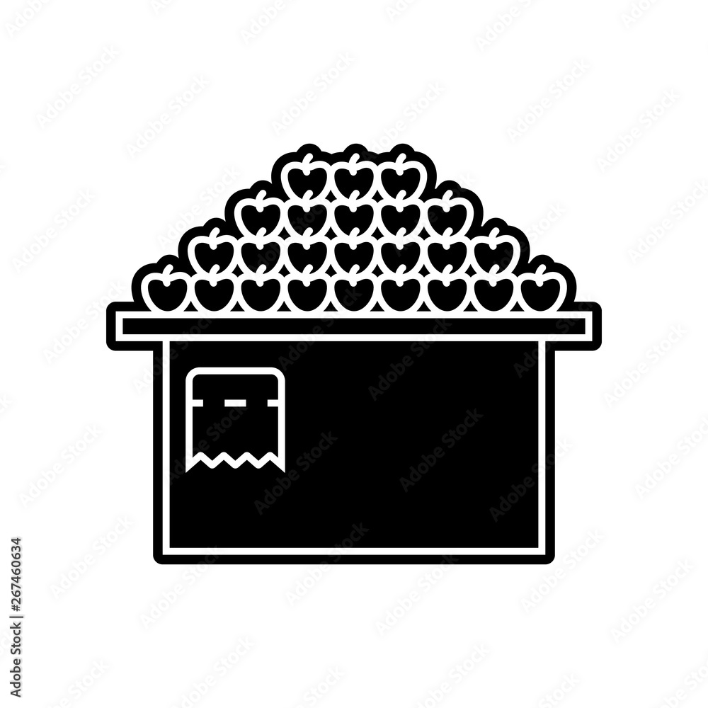 Poster counter with apples icon. element of hipermarket for mobile concept and web apps icon. glyph, flat i