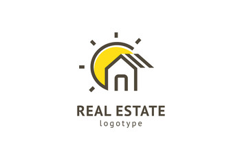Abstract real estate agent logo icon vector design. Rent, sale of real estate vector logo, House cleaning, home security, real estate auction. Vector building logo concept.