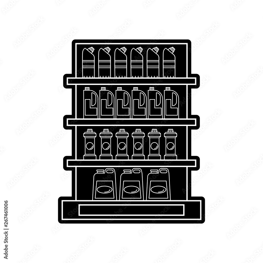 Poster cleaning products on shelves icon. element of hipermarket for mobile concept and web apps icon. glyp