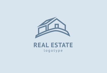 Fototapeta premium Abstract real estate agent logo icon vector design. Rent, sale of real estate vector logo, House cleaning, home security, real estate auction. Vector building logo concept.