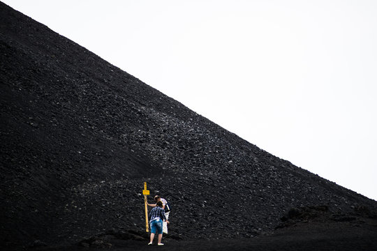 Ascent to the active crater of the Etna Volcano, Sicily, Italy