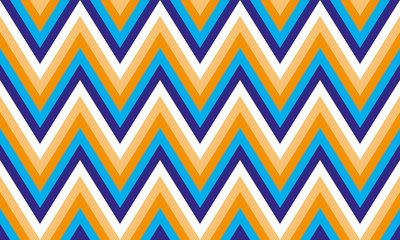 background of zigzag stripes in blue, turquoise, orange and white