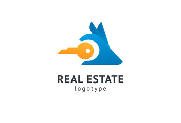 Abstract real estate agent logo icon vector design. Rent, sale of real estate vector logo, House cleaning, home security, real estate auction. Vector building logo concept.