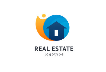 Abstract real estate agent logo icon vector design. Rent, sale of real estate vector logo, House cleaning, home security, real estate auction. Vector building logo concept.