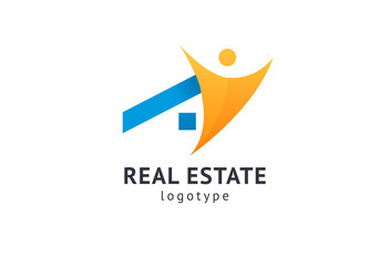 Abstract real estate agent logo icon vector design. Rent, sale of real estate vector logo, House cleaning, home security, real estate auction. Vector building logo concept.