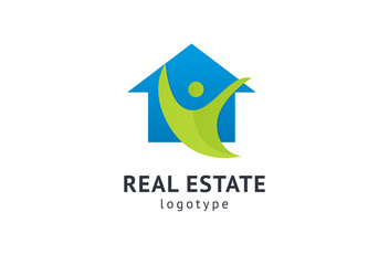 Abstract real estate agent logo icon vector design. Rent, sale of real estate vector logo, House cleaning, home security, real estate auction. Vector building logo concept.