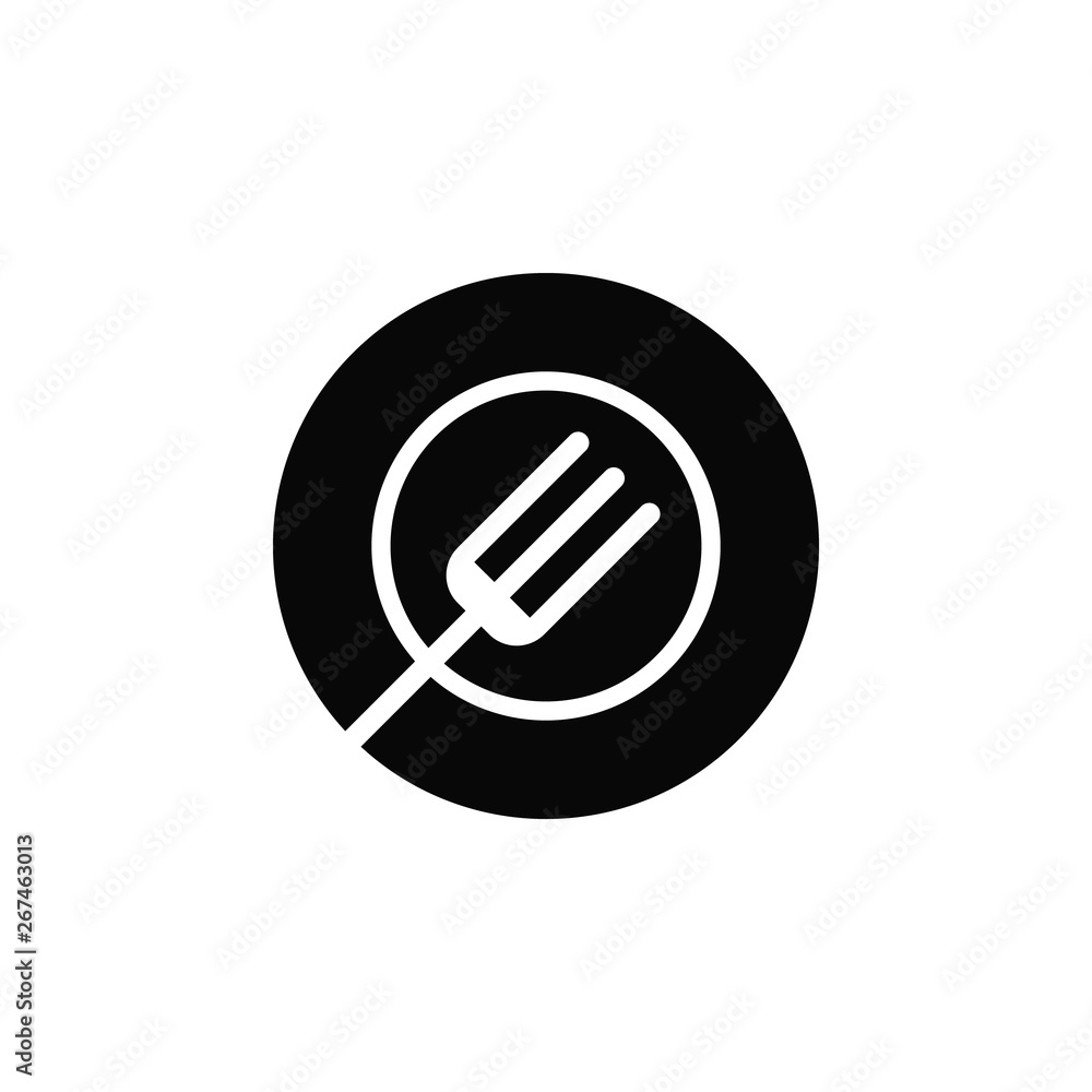 Poster dish, fork icon. element of kitchen for mobile concept and web apps illustration. thin flat icon for