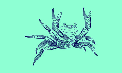 Naklejka premium Marine graphic animal. Vector illustration. The crab consist of lines. Digital element design for business cards, invitations, gift cards, flyers and brochures, web.