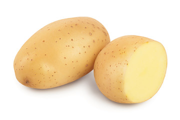 Young potato isolated on white background. Harvest new