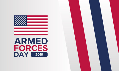 Armed Forces Day in May. Holiday celebrated annual in United States. Special tribute to the men and women of the Armed Forces. Poster, card, banner and background. Vector illustration